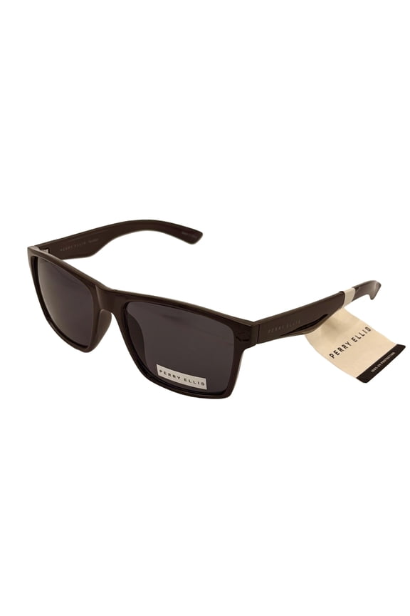 Matte Dark Brown Plastic Men's Square Sunglasses, Brown Lens