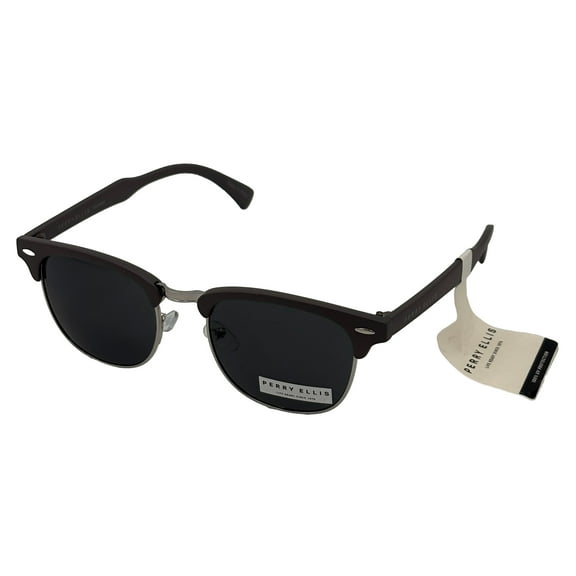 Perry Ellis Mens Sunglass Matte Grey Plastic Square, Solid Smoke Lens PE98 2