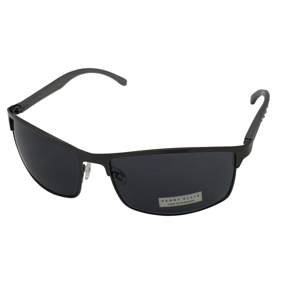Perry Ellis Metal Men's Rectangle Sunglasses, Gunmetal, Smoke Lens PE75. 2