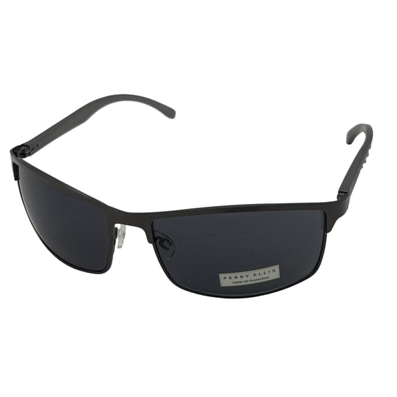 Perry Ellis Metal Men's Rectangle Sunglasses, Gunmetal, Smoke Lens PE75. 2
