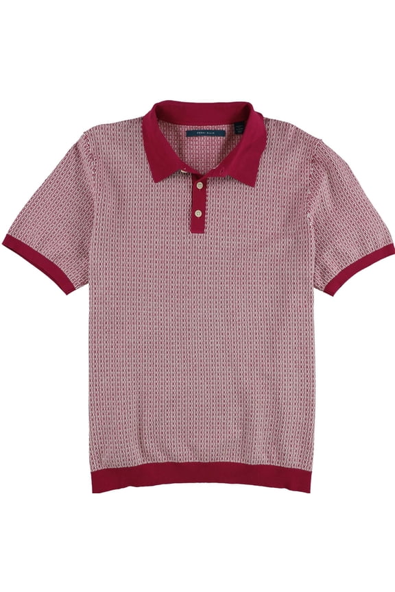 Mens Tech Jacquard Geo Pattern Polo Shirt, Red, X-Large