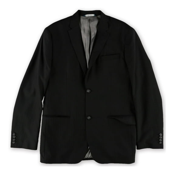 Perry Ellis Mens Textured Two Button Blazer Jacket, Black, 42 Regular