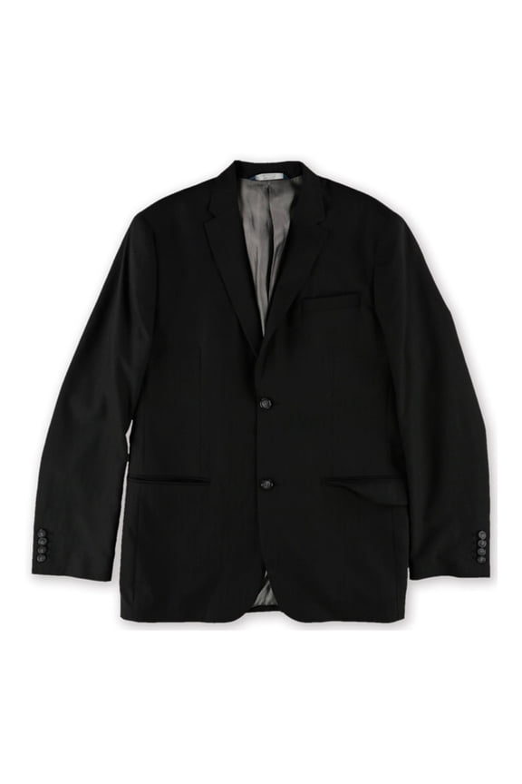 Mens Textured Two Button Blazer Jacket, Black, 42 Regular