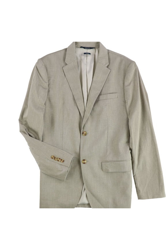 Mens Twill Two Button Blazer Jacket, Beige, 40 Regular