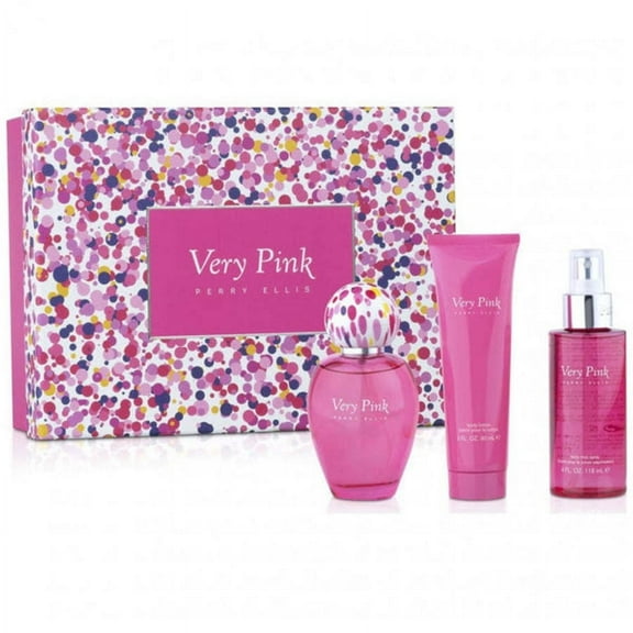 Perry Ellis Perry Ellis Very Pink , 3 Pc Gift Set 3.4oz EDP Spray, 3oz Body Lotion, 4oz Body Mist