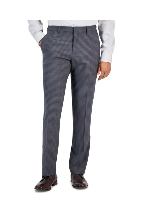 Mens Solid Stretch Dress Pants Slacks, Grey, 31X30W x 30L
