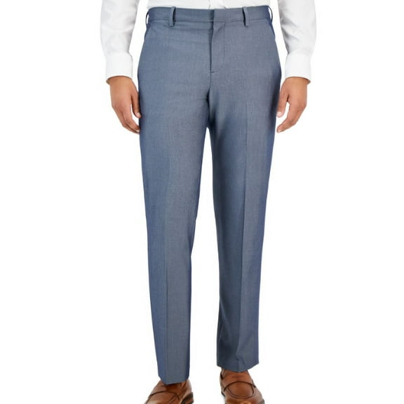 Perry Ellis Mens Modern Fit Stretch Dress Pants Slacks, Grey, 34W x 32L