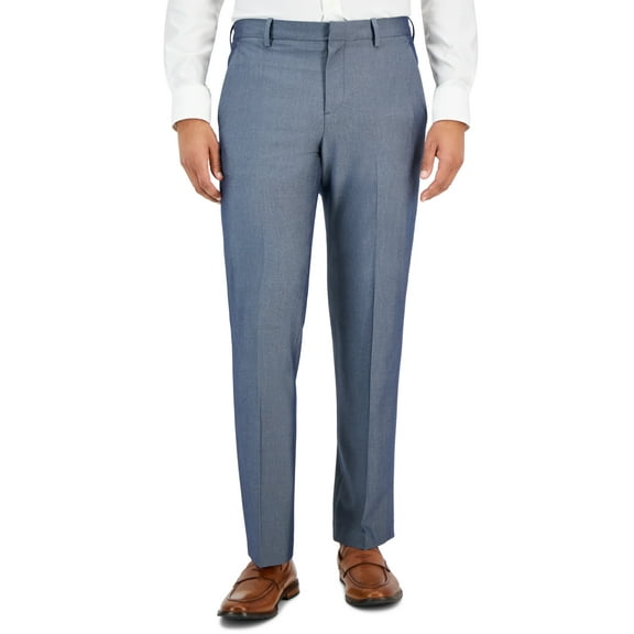 Perry Ellis Mens Modern Fit Stretch Dress Pants Slacks, Grey, 38W x 30L