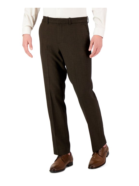 Portfolio Men's Modern Fit Solid Resolution Pants Brown 32 x 30