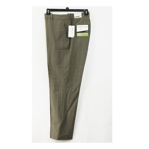 Perry Ellis Mens Portfolio Resol Dress Pants Slacks, Brown, 33W x 30L