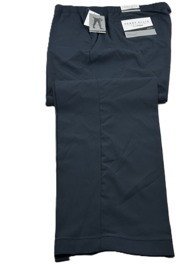 Perry Ellis Portfolio Men's Slim-Fit Drawstring Dress Pants Dark