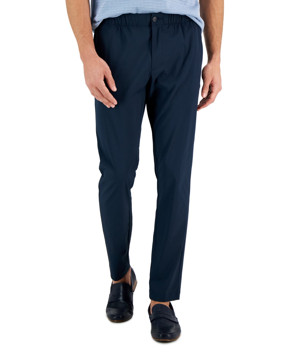 Perry Ellis Portfolio Men's Slim Fit Drawstring Dress Pants Dark