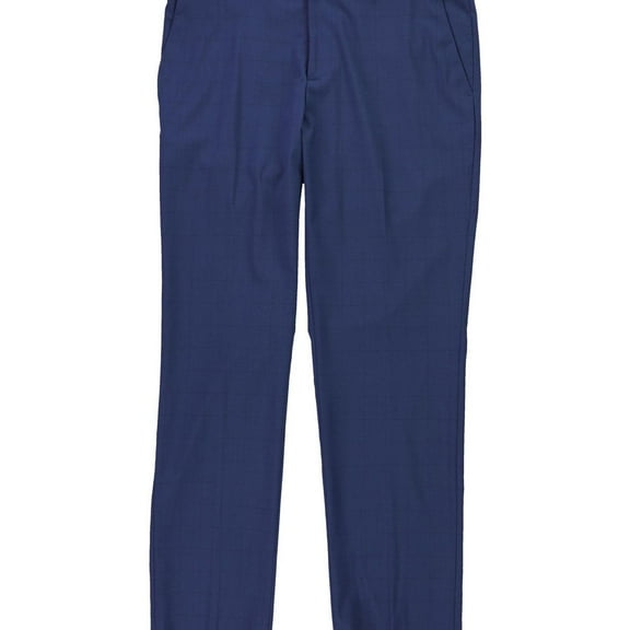 Perry Ellis Mens Tonal Windowpane Dress Pants Slacks, Blue, 30W x 32L