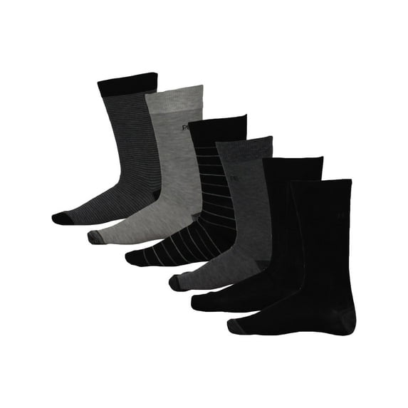 Perry Ellis Portfolio Mens 6 Pack Striped Dress Socks Black 7-12