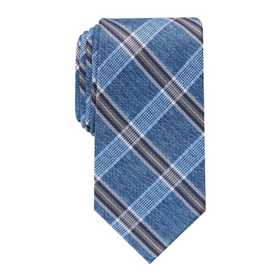 Perry Ellis Men's Dover Plaid Tie Navy Size Regular