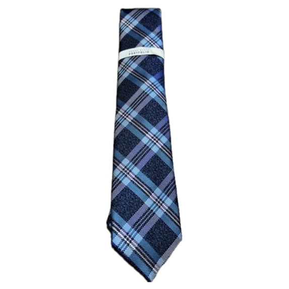 Perry Ellis Men's Duxbury Plaid Tie Navy Size Regular