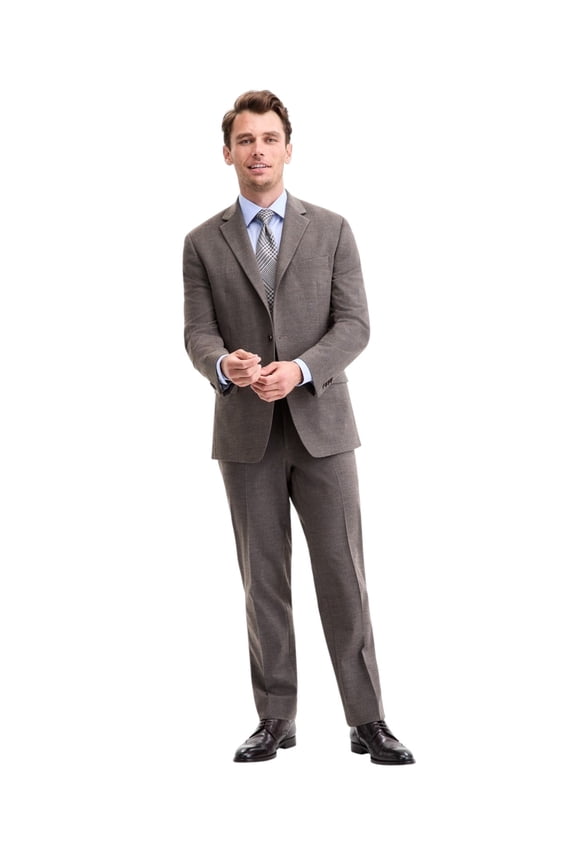 Portfolio Mens Modern fit 2 Piece Suit 37 R / 30 Waist Brown Solid