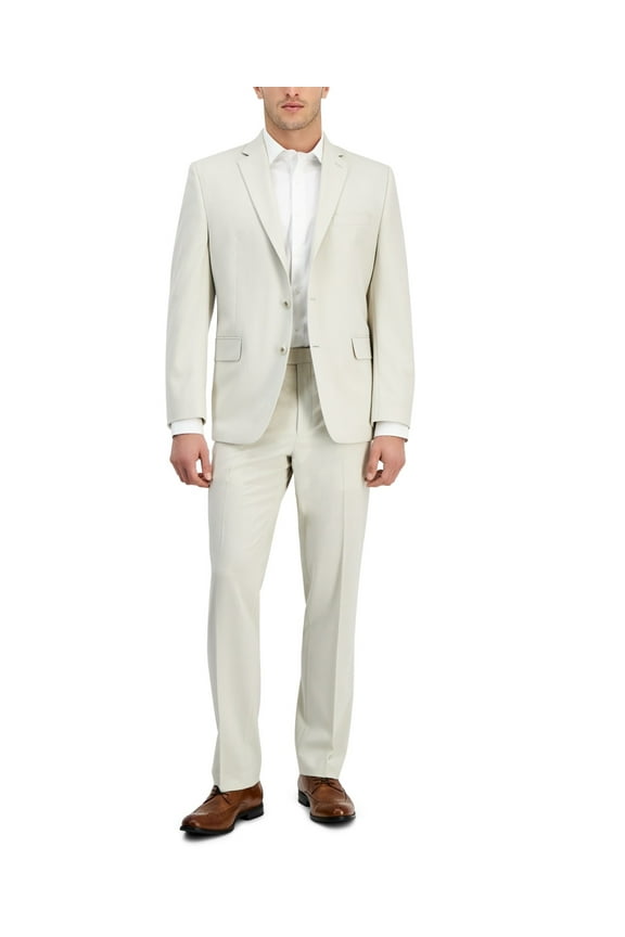 Portfolio Mens Modern fit 2 Piece Suit 43 R / 36 Waist Beige Stone