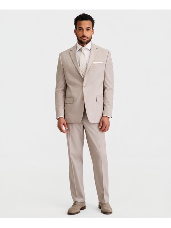 Portfolio Mens Modern fit 2 Piece Suit 44 L Pants 37 / 34 Light Tan