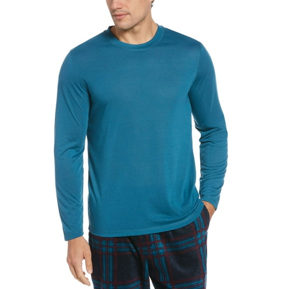 Perry Ellis Portfolio Mens Portfolio Jersey Long-Sleeve Pajama T-Shirts, Blue, Large