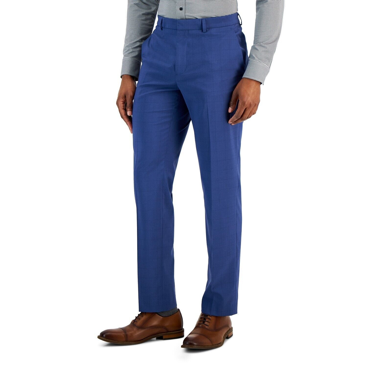Perry Ellis Portfolio Men's Slim Fit Flat Front Dress Pants Blue Size 36X29