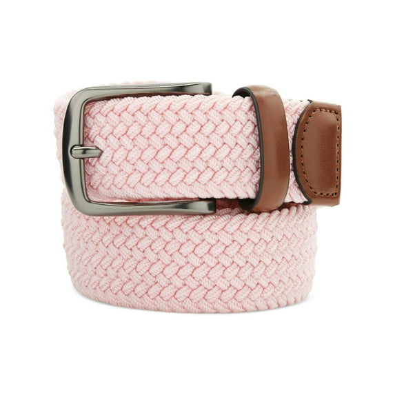 Perry Ellis Portfolio Men's Webbed Leather Trim Belt Pink Size Regular
