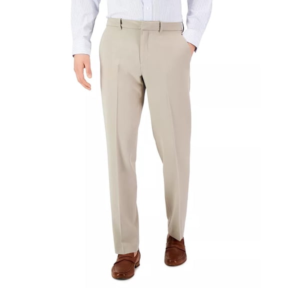 Perry Ellis Mens Modern fit Dress Pants 34 / 29 Beige Solid Stretch
