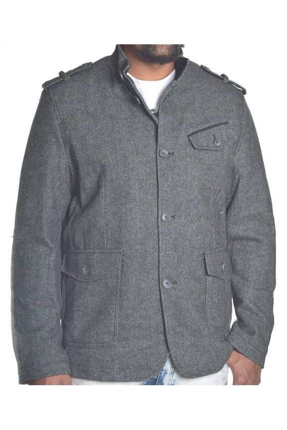Principles Men's Gray Black Wool Blend Coat Jacket