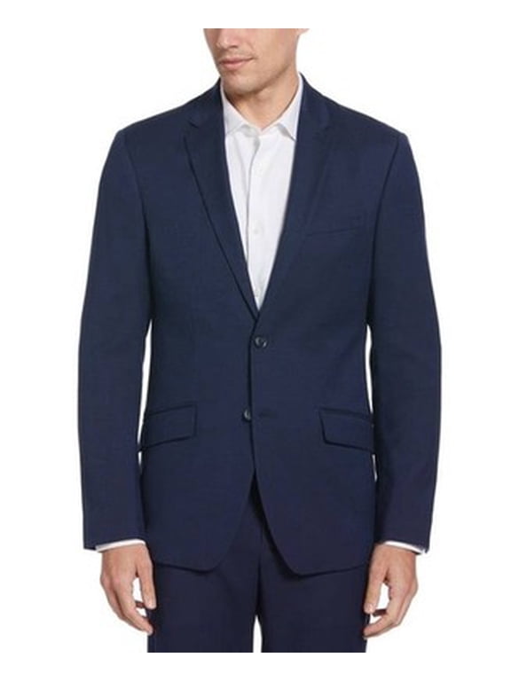 Slim Fit Suit Jacket Men's 40R Deep Navy Solid Pockets Long Sleeve