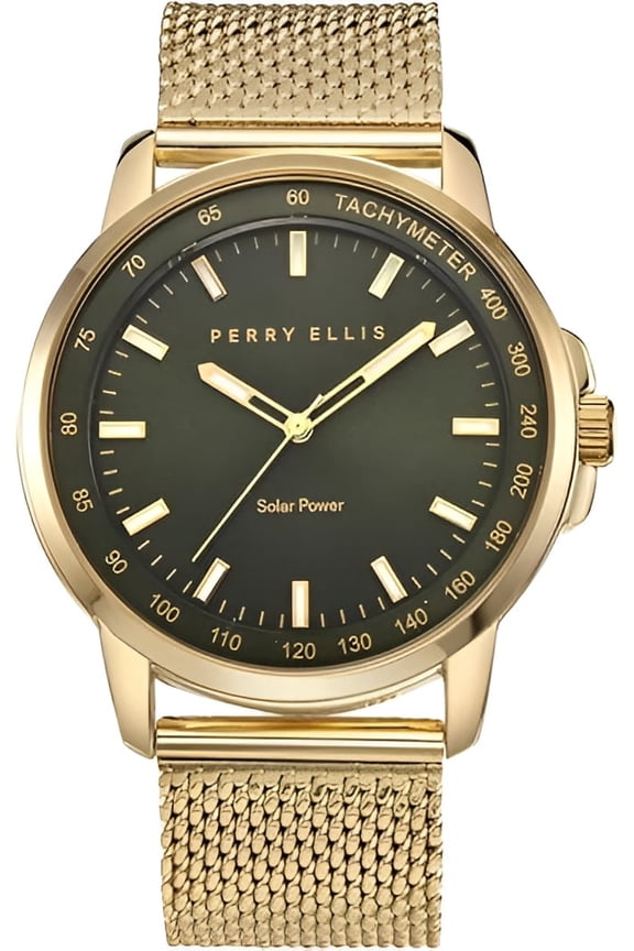 Solar Powered Mens Watch | Steel Mesh Band | Water-Resistant Analog Wrist Watches for Men | 43mm Case | Aluminum Tachymeter Bezel | Elegant Gift for Man