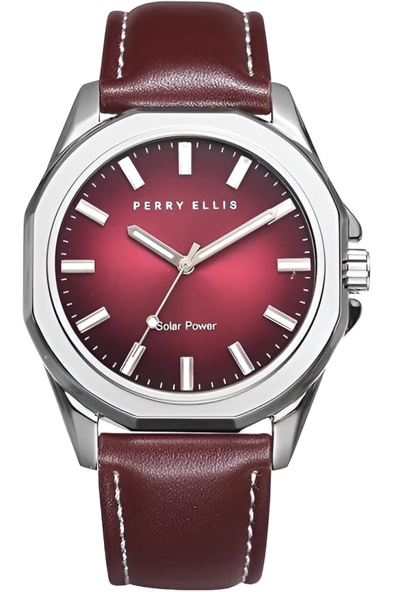 Solar Powered Mens Watch | Vegan Leather Water-Resistant Analog Wrist Watches for Men | 42mm Case | Relojes para Hombres | Elegant Gift for Man