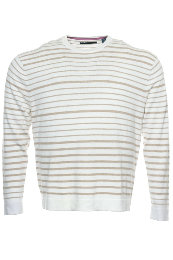 Striped Crew Neck Sweater (2XLarge, Camel)
