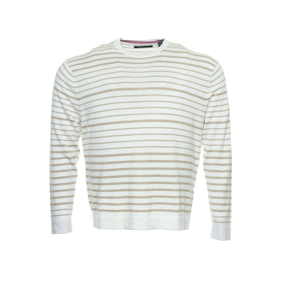 Perry Ellis Striped Crew Neck Sweater (2XLarge, Camel)