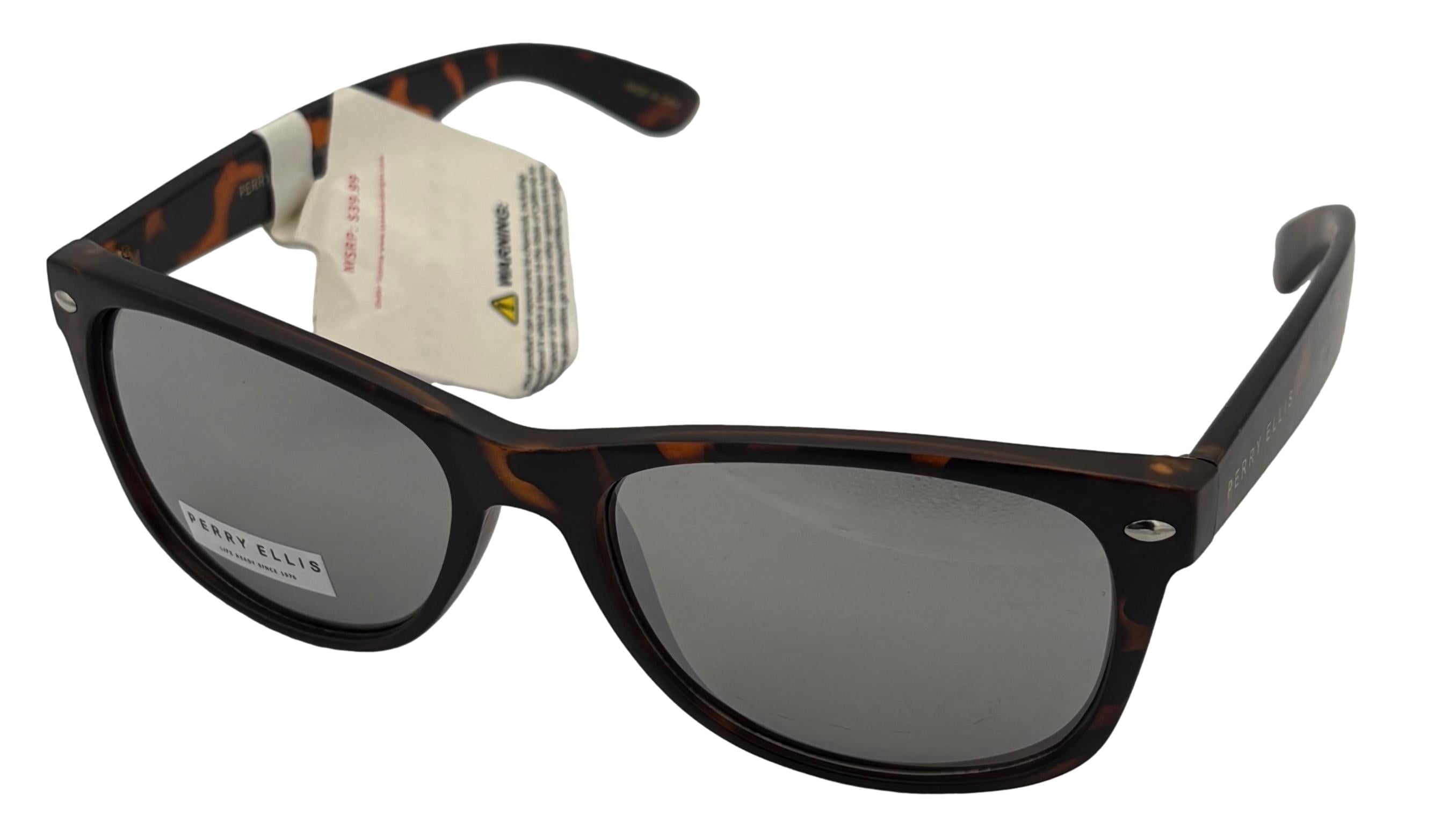 Perry Ellis Sunglass Matte Brown Plastic Rectangle, Flash  display picture 3