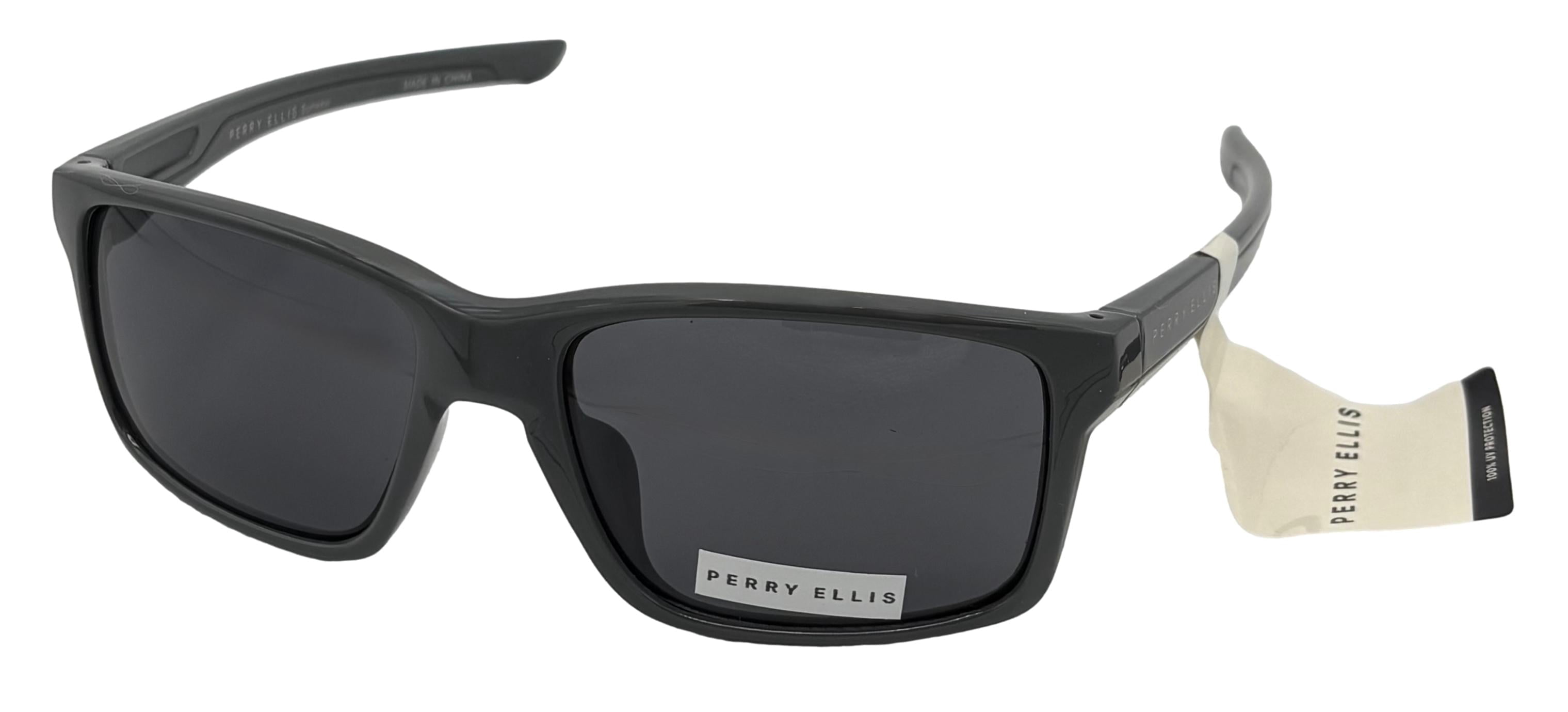 Perry Ellis Sunglass Mens Dark Grey Plastic Rectangle Smoke Lens PE100 2