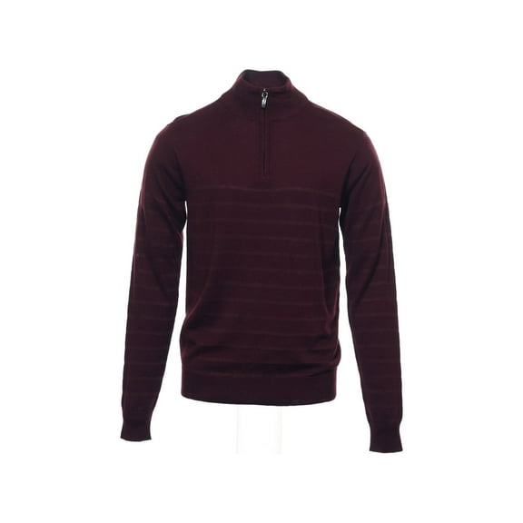 Perry Ellis Wine Horizontal Striped Half Zip Sweater , Size Small