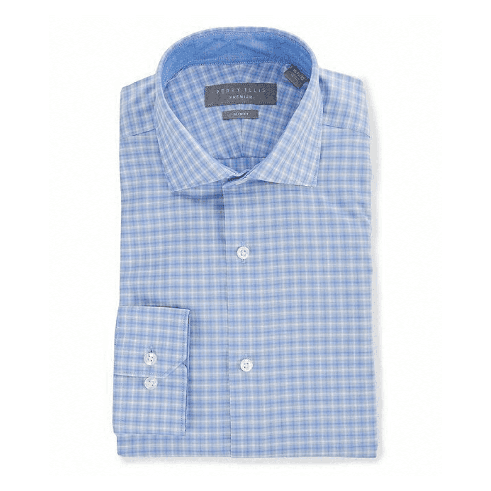 perry ellis slim fit dress shirt Perry Ellis Men's Slim Fit Dot Stripe Dress Shirt in Bright White, Size 15.5, Cotton/Polyester/Elastane main image 1