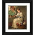 thumbnail image 1 of Perry, Enoch Wood 12x14 Black Ornate Wood Framed with Double Matting Museum Art Print Titled - A Months Darning 1876, 1 of 4