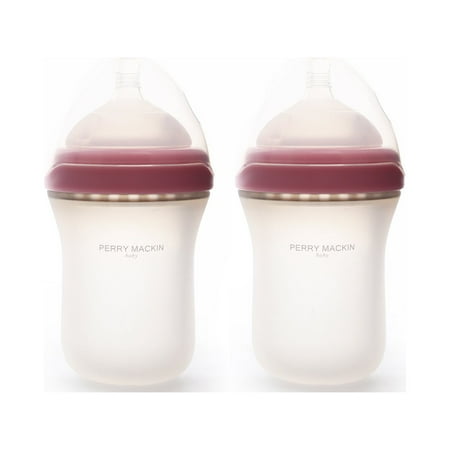 Perry Mackin Silicone Baby Bottle - 8oz, Pink, 2 Pack
