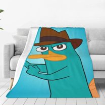 Perry The Platypus Blanket Cute Character All Season Warm Fuzzy Plush Throw Blankets Soft Flannel Blankets for Couch Chair Bed Travel Home Decor 40"X30"