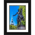 thumbnail image 1 of Perry, William 11x14 Black Ornate Wood Framed with Double Matting Museum Art Print Titled - Paul Revere Statue-Old North Church-Freedom Trail-Boston-Massachusetts-Church in 1775 put up lanter, 1 of 4