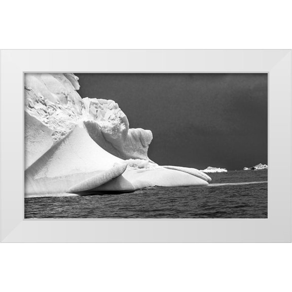 Perry, William 14x10 White Modern Wood Framed Museum Art Print Titled - Floating blue iceberg Floating sea water Charlotte Bay-Antarctica