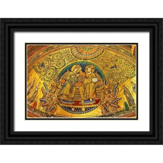 Perry, William 14x11 Black Ornate Wood Framed with Double Matting Museum Art Print Titled - Coronation of Mary and Jesus mosaic Santa Maria Maggiore-Rome-Italy