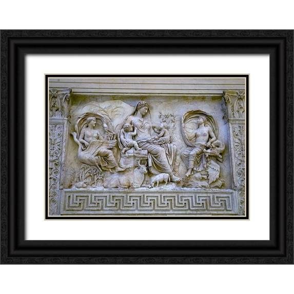 Perry, William 14x11 Black Ornate Wood Framed with Double Matting Museum Art Print Titled - Earth Mother Roman Goddess Statue Ara Pacis Altar of Augustus Peace-Rome-Italy