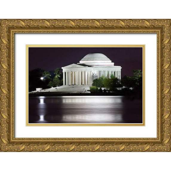 Perry, William 14x11 Gold Ornate Wood Framed with Double Matting Museum Art Print Titled - Jefferson Memorial and Tidal Basin in April