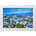 thumbnail image 1 of Perry, William 18x13 White Modern Wood Framed Museum Art Print Titled - Colorful red green blue Houses Apartment Buildings Cars Bus Streets Ocean-Reykjavik-Iceland, 1 of 4