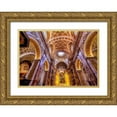 thumbnail image 1 of Perry, William 18x14 Gold Ornate Wood Framed with Double Matting Museum Art Print Titled - Tall Arches Nave Saint Louis of French Basilica Church-Rome-Italy, 1 of 4