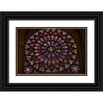 Perry, William 24x17 Black Ornate Wood Framed with Double Matting Museum Art Print Titled - South Rose Window-Jesus and Disciples stained glass-Notre Dame Cathedral-Paris-France