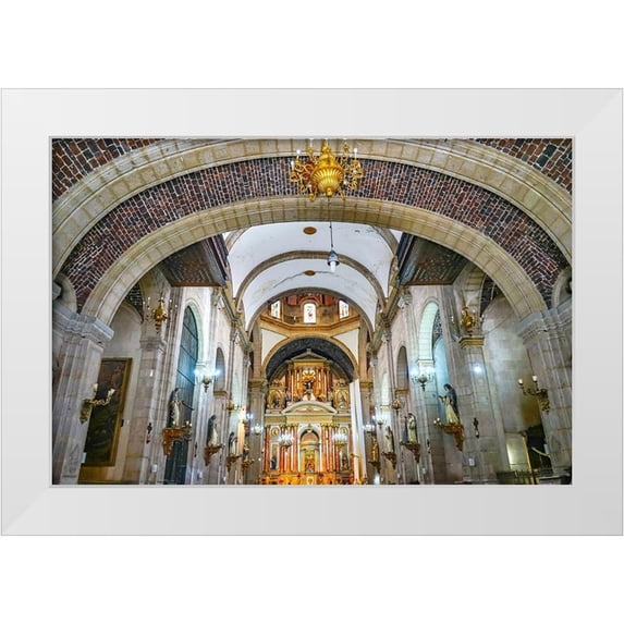 Perry, William 24x17 White Modern Wood Framed Museum Art Print Titled - Arch entrance Basilica Altar Santo Domingo Church-Mexico City-Mexico