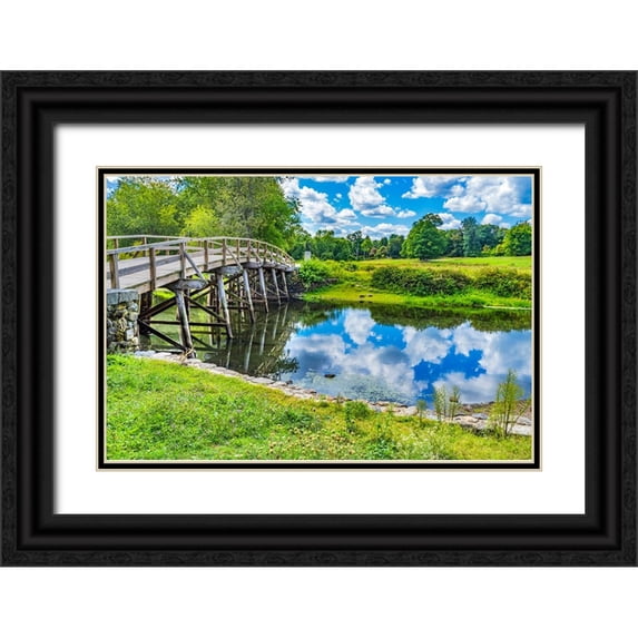 Perry, William 32x23 Black Ornate Wood Framed with Double Matting Museum Art Print Titled - Old North Bridge Concord River Minute Man National Historical Park American Revolution Monument Mas